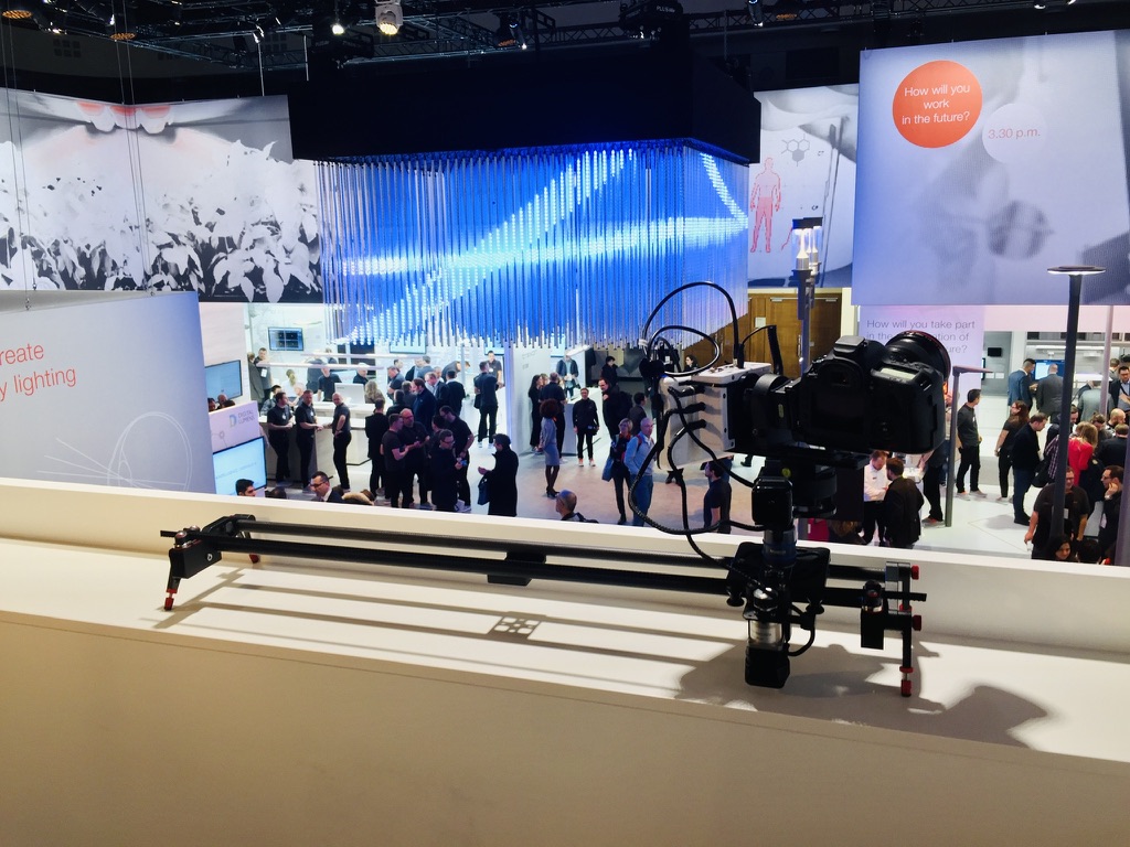 Kamera-Slider Setup — OSRAM Light+Building Frankfurt, LED-Installation 2018